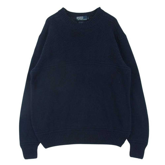 POLO RALPH LAUREN ポロ・ラルフローレン リネン コットン ニット セーター ダークネイビー系 L【中古】