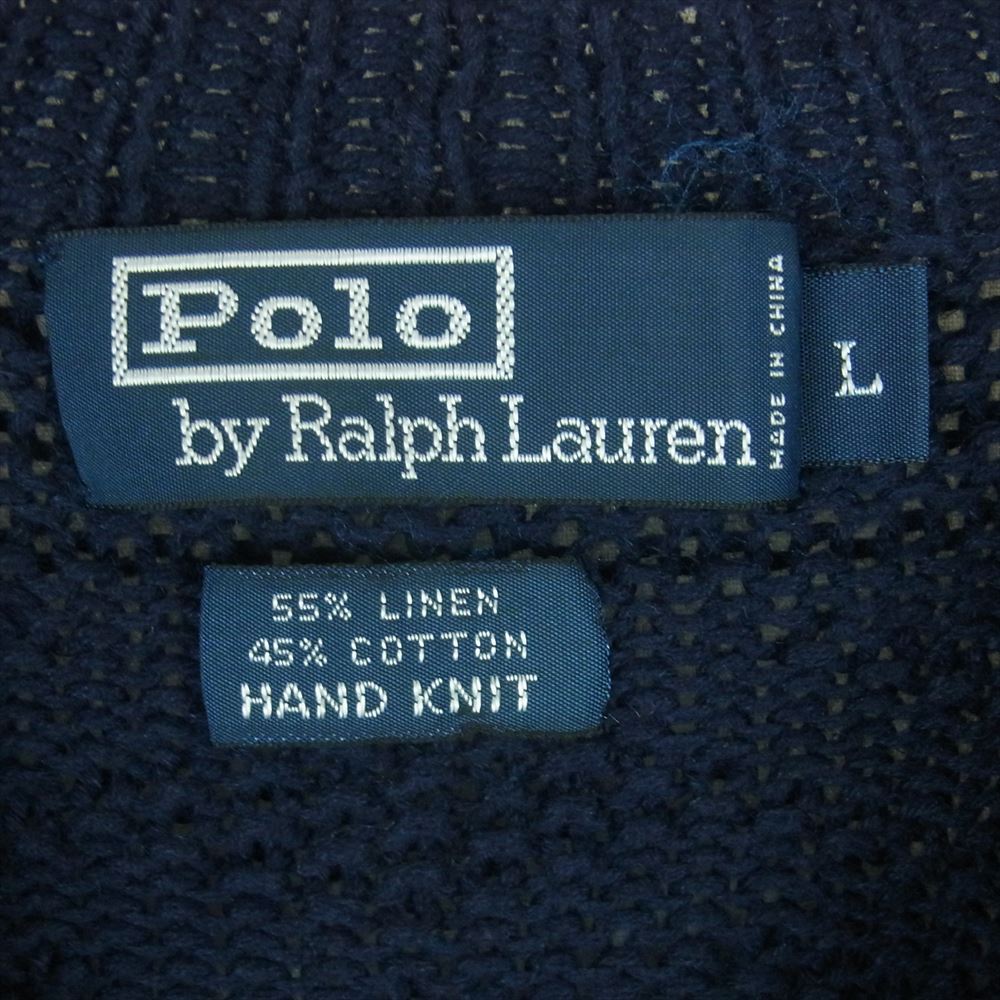 POLO RALPH LAUREN ポロ・ラルフローレン リネン コットン ニット セーター ダークネイビー系 L【中古】