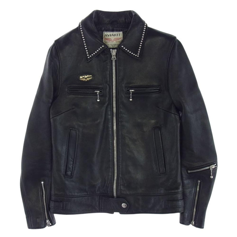 HYSTERIC GLAMOUR ヒステリックグラマー 17SS 01171LB02 × Lewis Leathers ルイスレザー DOMINATOR ドミネーター シープレザー スタッズ シングル ライダース ジャケット ブラック系 FREE【美品】【中古】