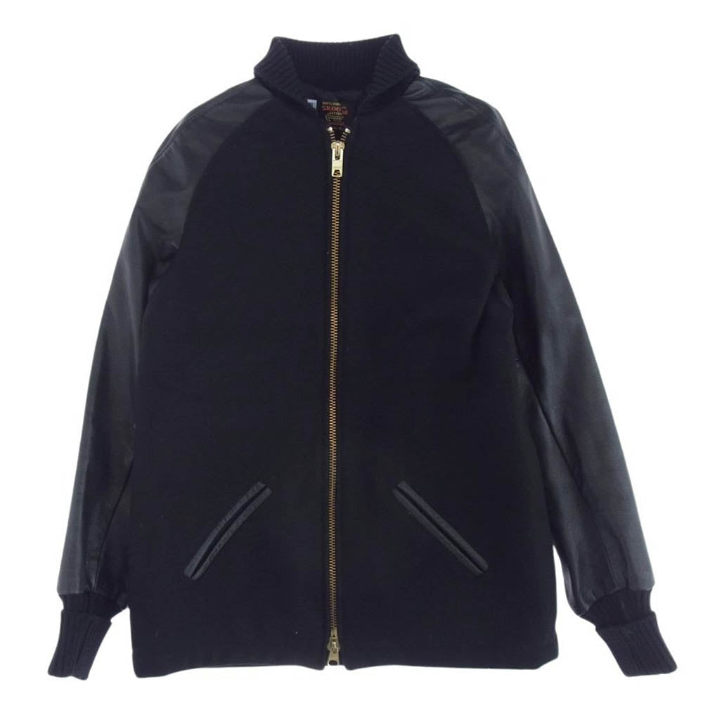 SKOOKUM スクーカム 99304 USA製 ZIP RAGLAN SLEEVE ジップ ラグラン スリーブ 袖レザー ジャケット スタジャン ブラック系 36【中古】