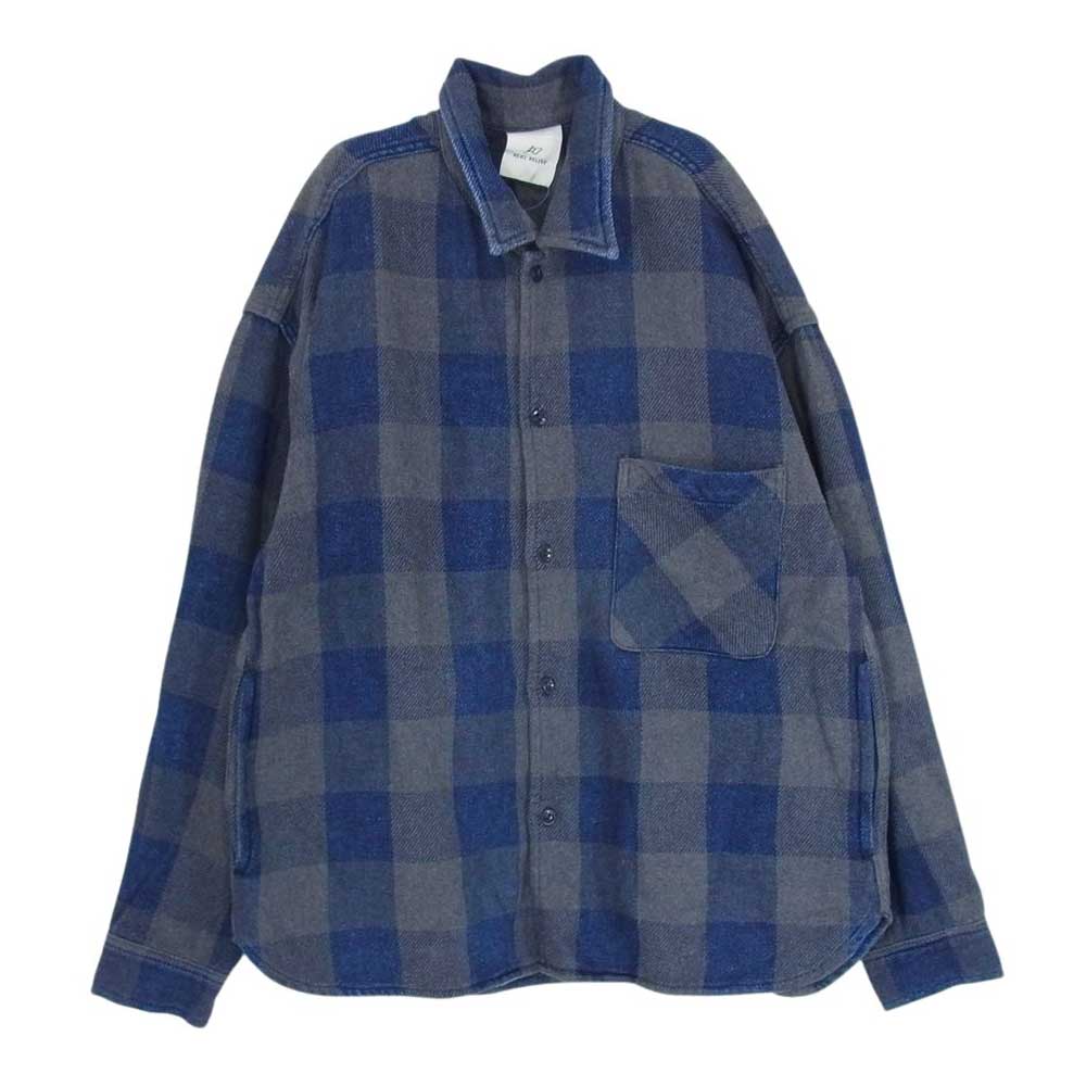 REMI RELIEF レミレリーフ ブロック チェック 長袖 ネル シャツ ネイビー ブルー系 S【中古】