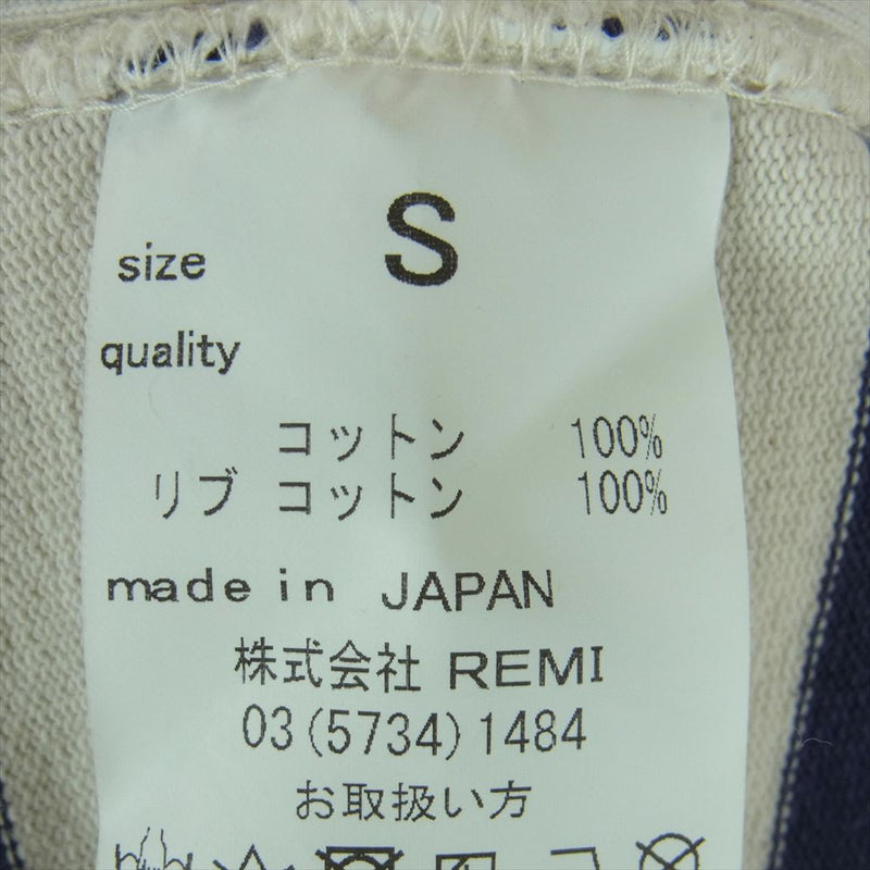 REMI RELIEF レミレリーフ 16/2 ボーダー フットボール 長袖 Tシャツ ホワイト系 ダークネイビー系 S【中古】