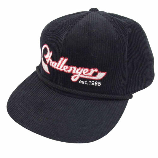 CHALLENGER チャレンジャー VERSITY CORDUROY CAP 刺繍ロゴ コーディロイ キャップ ブラック系 FREE【中古】
