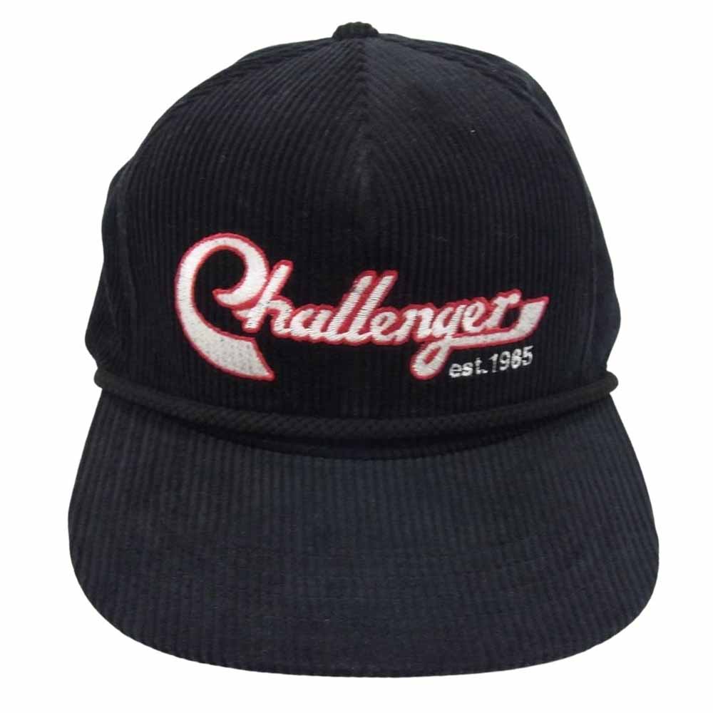 CHALLENGER チャレンジャー VERSITY CORDUROY CAP 刺繍ロゴ コーディロイ キャップ ブラック系 FREE【中古】