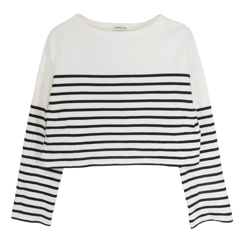 Deuxieme Classe ドゥーズィエムクラス EVERYDAY I LIKE Cropped Stripe ボーダー カットソー 長袖 Tシャツ ブラック系 サイズ表記無【中古】