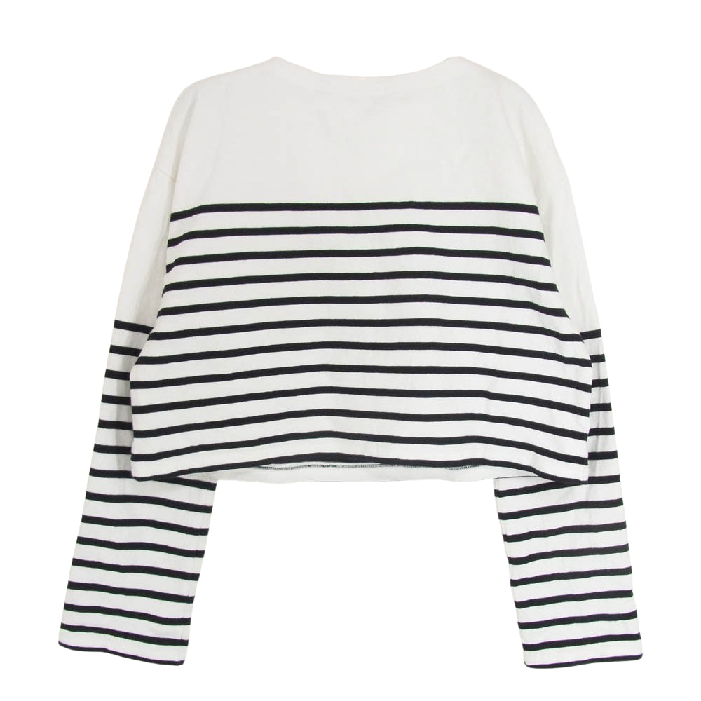 Deuxieme Classe ドゥーズィエムクラス EVERYDAY I LIKE Cropped Stripe ボーダー カットソー 長袖 Tシャツ ブラック系 サイズ表記無【中古】