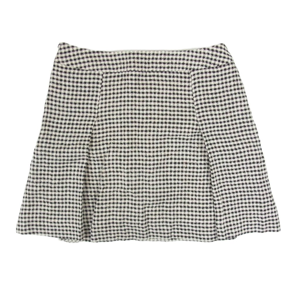 サードマガジン MIKOMORI ネップ ツイード チェックミニ スカート ブラック系 S【美品】【中古】