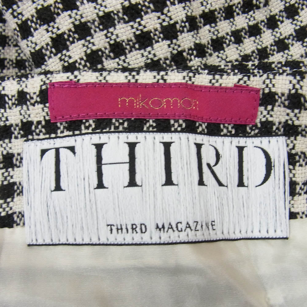 サードマガジン MIKOMORI ネップ ツイード チェックミニ スカート ブラック系 S【美品】【中古】