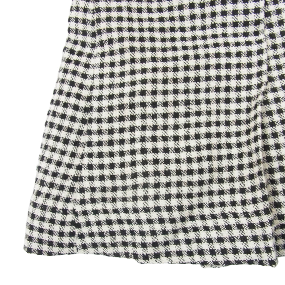 サードマガジン MIKOMORI ネップ ツイード チェックミニ スカート ブラック系 S【美品】【中古】