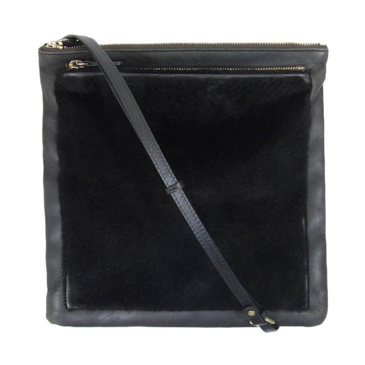 ソルリ レザー ボア ショルダー バッグ ブラック系【中古】