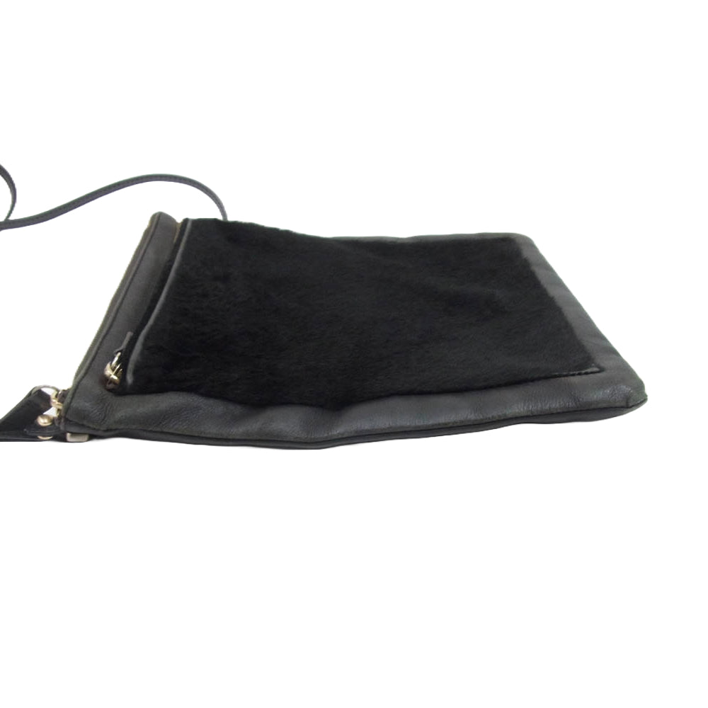 ソルリ レザー ボア ショルダー バッグ ブラック系【中古】