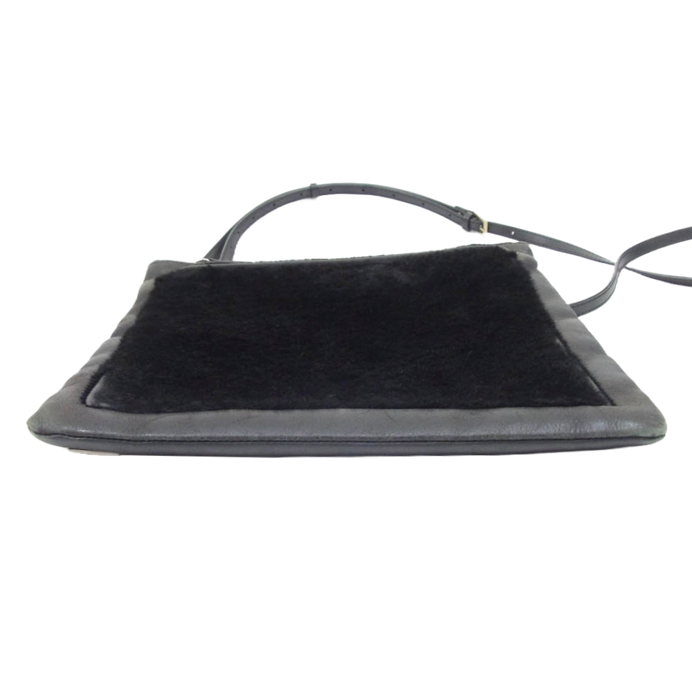 ソルリ レザー ボア ショルダー バッグ ブラック系【中古】