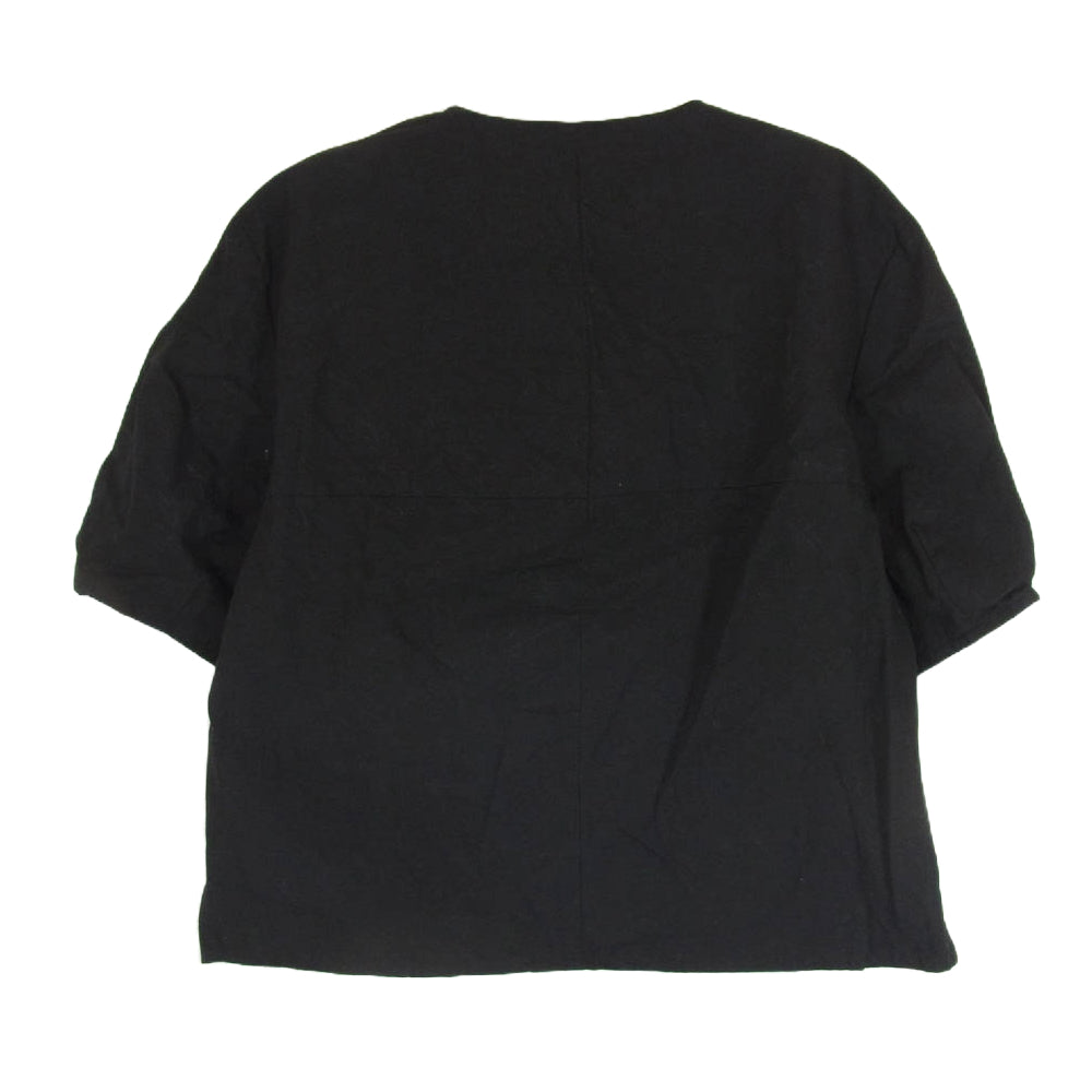 シンメ SINME S23SS-11 Uネック リネン コットン 半袖 Tシャツ ブラック系 M【中古】