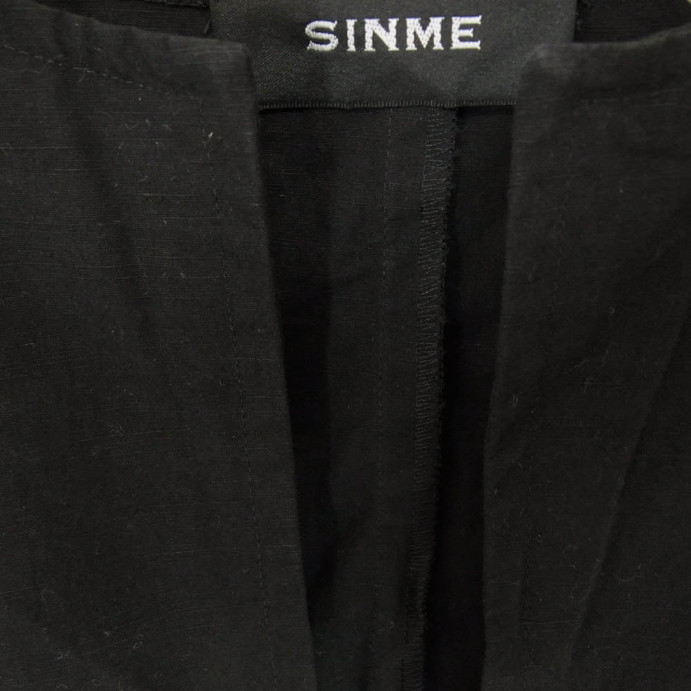 シンメ SINME S23SS-11 Uネック リネン コットン 半袖 Tシャツ ブラック系 M【中古】
