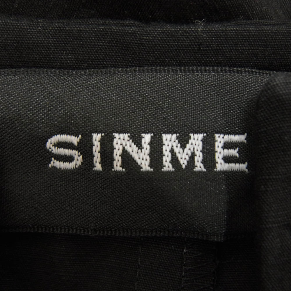 シンメ SINME S23SS-11 Uネック リネン コットン 半袖 Tシャツ ブラック系 M【中古】