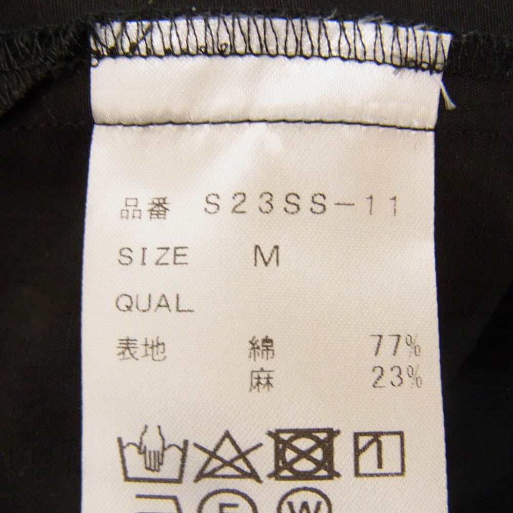 シンメ SINME S23SS-11 Uネック リネン コットン 半袖 Tシャツ ブラック系 M【中古】