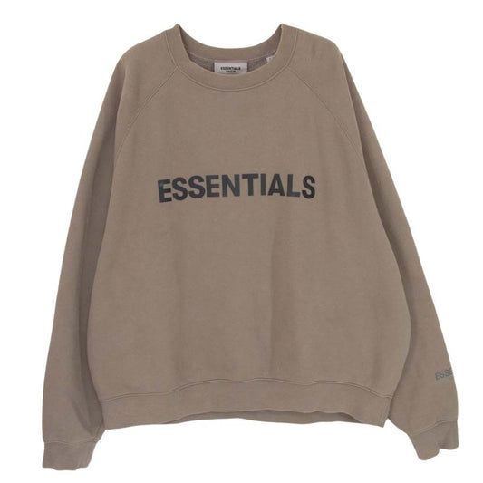 FEAR OF GOD フィアオブゴッド ESSENTIALS エッセンシャルズ ラバー ロゴ トレーナー スウェット ブラウン系 L【中古】