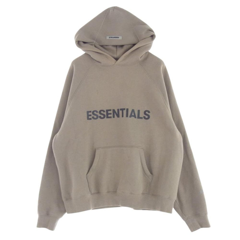 FEAR OF GOD フィアオブゴッド ESSENTIALS エッセンシャルズ ラバー ロゴ プルオーバー パーカー  ライトブラウン系 M【中古】