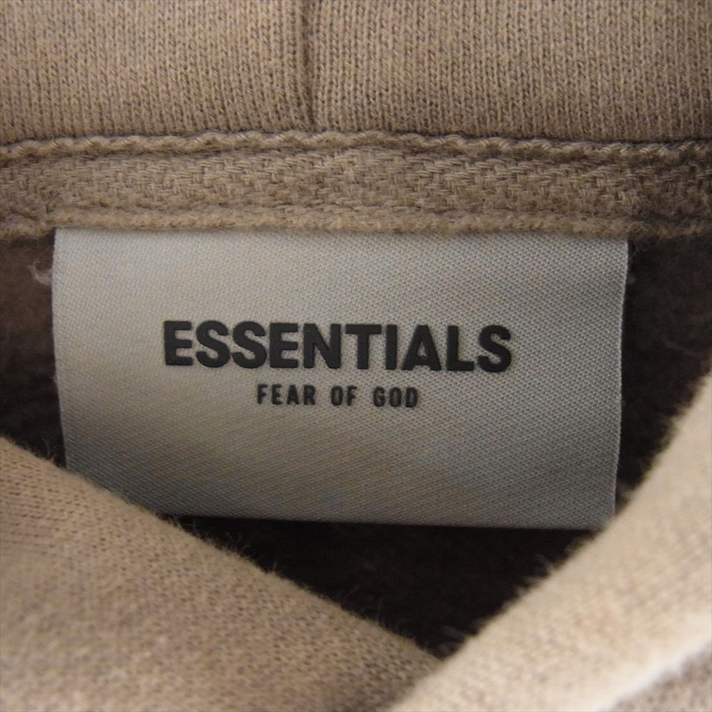 FEAR OF GOD フィアオブゴッド ESSENTIALS エッセンシャルズ ラバー ロゴ プルオーバー パーカー  ライトブラウン系 M【中古】