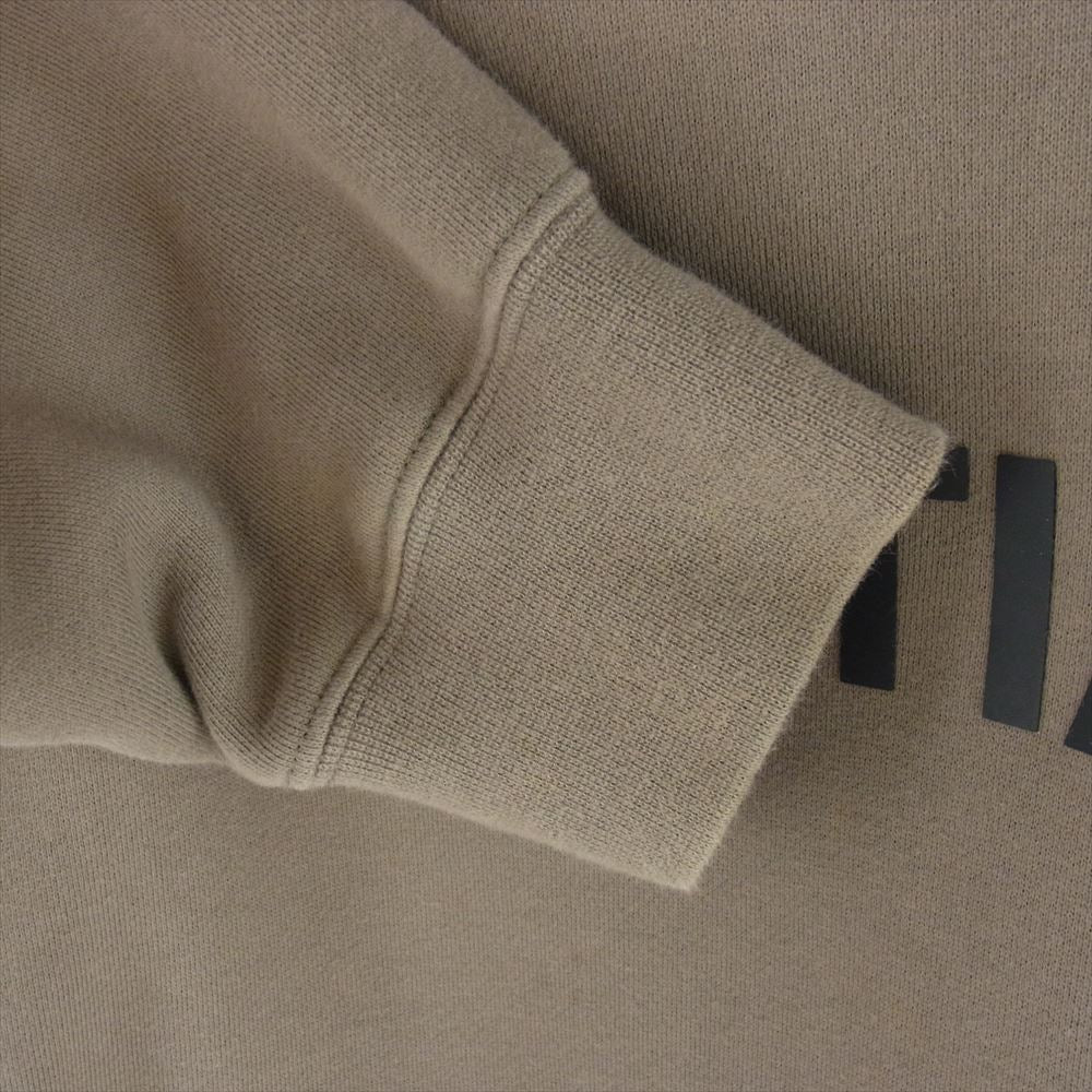FEAR OF GOD フィアオブゴッド ESSENTIALS エッセンシャルズ ラバー ロゴ プルオーバー パーカー  ライトブラウン系 M【中古】