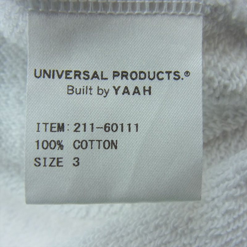 ユニバーサルプロダクツ 211-60111 YAAH H/S SWEAT オーバーサイズ 袖カットオフ クルーネック ハーフスリーブ スウェット 半袖 Tシャツ ホワイト系 3【美品】【中古】