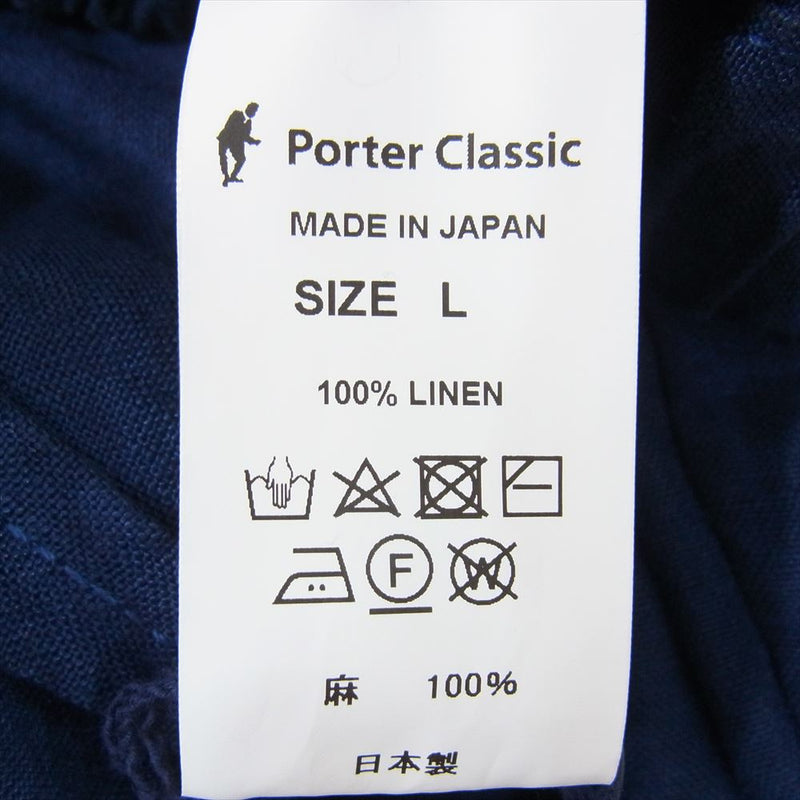 PORTER CLASSIC ポータークラシック PC-021-2121-41-05 VINTAGE LINEN PANTS ヴィンテージ リネン イージー パンツ ネイビー系 L【極上美品】【中古】