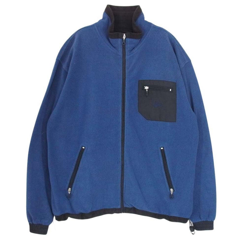 STUSSY ステューシー 90s OUTDOOR アウトドア ストックロゴ ジップアップ フリースジャケット ネイビー系 M【中古】