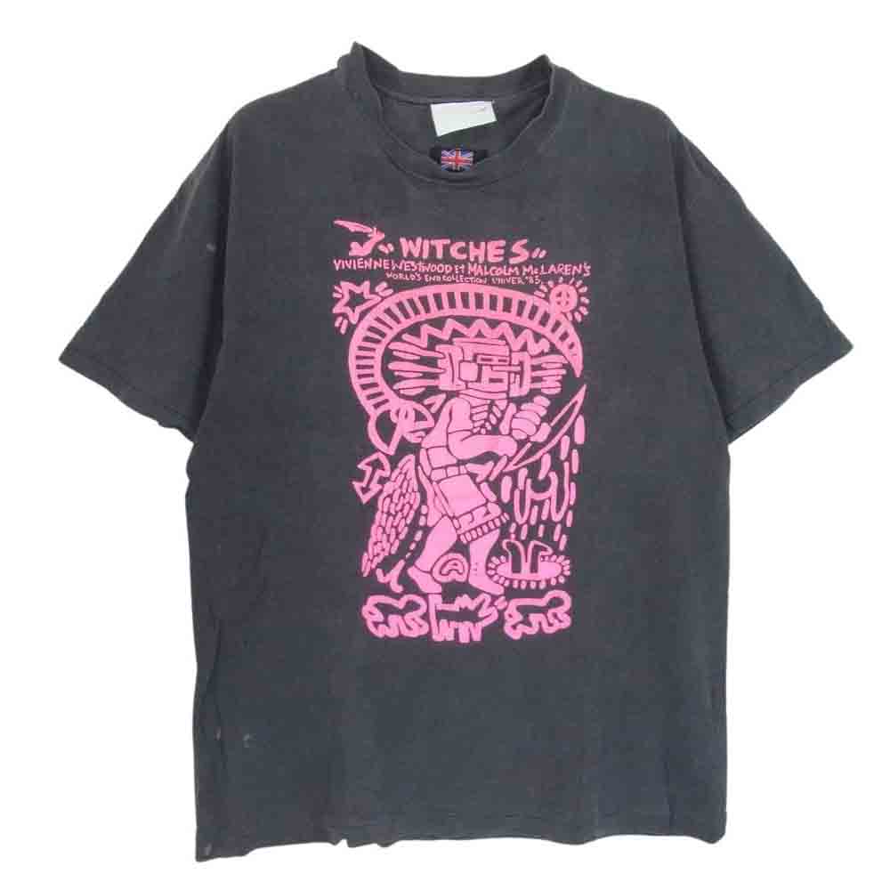 ワールズ エンド クラシックス 80s 90s × Vivienne Westwood ヴィヴィアンウエストウッド Malcolm Robert Andrew McLaren worlds end 83 KEITH HARING マルコムマクラーレン キースへリング 90s復刻 プリント 半袖 Tシャツ ブラック系 サイズ表記無【中古】