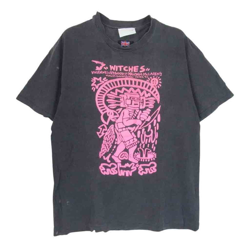 ワールズ エンド クラシックス 80s 90s × Vivienne Westwood ヴィヴィアンウエストウッド Malcolm Robert Andrew McLaren worlds end 83 KEITH HARING マルコムマクラーレン キースへリング 90s復刻 プリント 半袖 Tシャツ  ブラック系 サイズ表記無【中古】