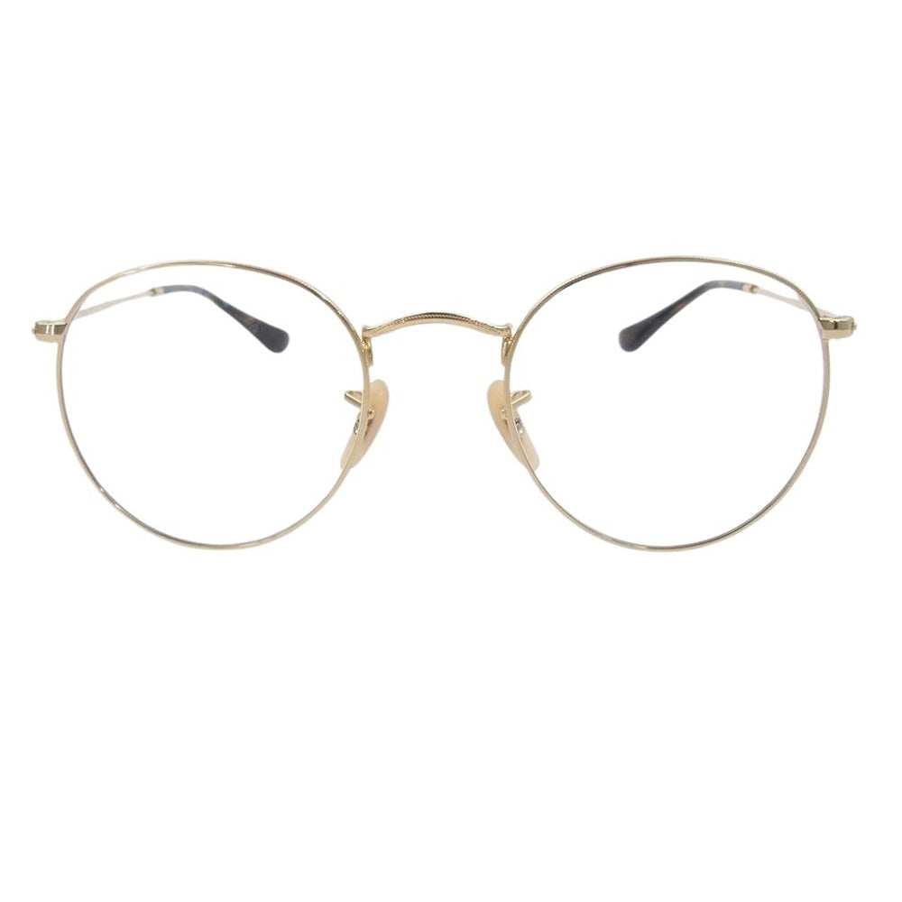 Ray-Ban レイバン RB-3447V  ラウンド メガネ アイウェア ゴールド フレーム：ゴールド、ブラウン系 50□21　145【美品】【中古】