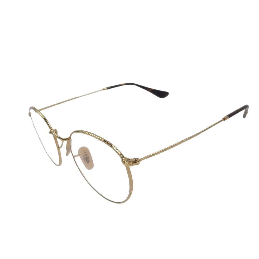 Ray-Ban レイバン RB-3447V  ラウンド メガネ アイウェア ゴールド フレーム：ゴールド、ブラウン系 50□21　145【美品】【中古】