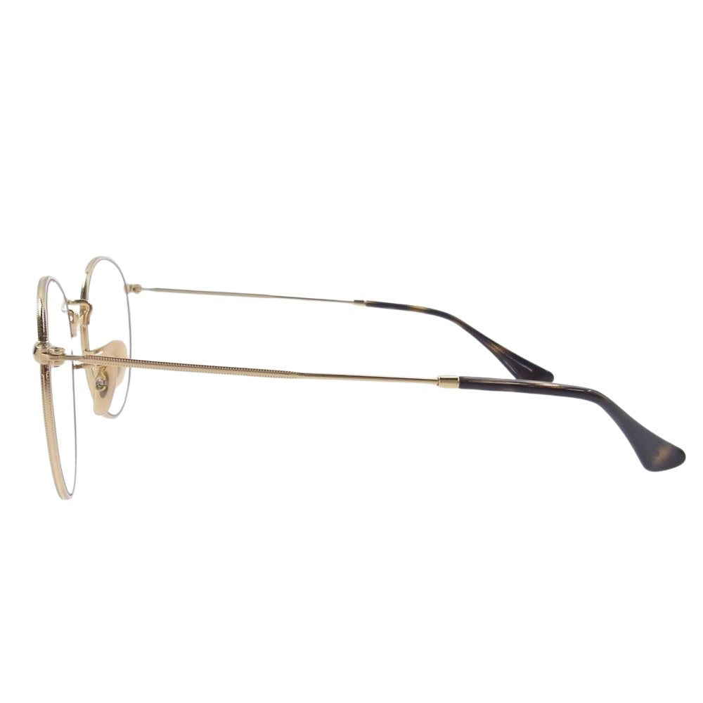 Ray-Ban レイバン RB-3447V  ラウンド メガネ アイウェア ゴールド フレーム：ゴールド、ブラウン系 50□21　145【美品】【中古】
