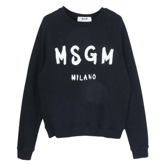 MSGM エムエスジーエム 2542MDM189 ブラッシュ ロゴ プリント 丸首 クルーネック スウェット ブラック系 M【中古】