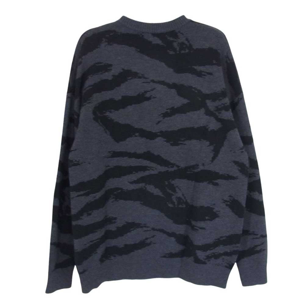 1piu1uguale3 ウノピュウノウグァーレトレ 19AW MRK190 CASH WOOL サイドロゴ カモフラ クルーネック ニット ブラック系 IV【中古】