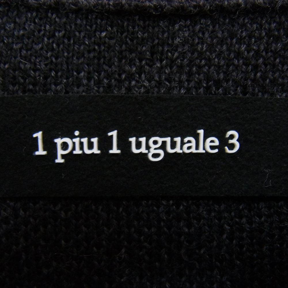 1piu1uguale3 ウノピュウノウグァーレトレ 19AW MRK190 CASH WOOL サイドロゴ カモフラ クルーネック ニット ブラック系 IV【中古】