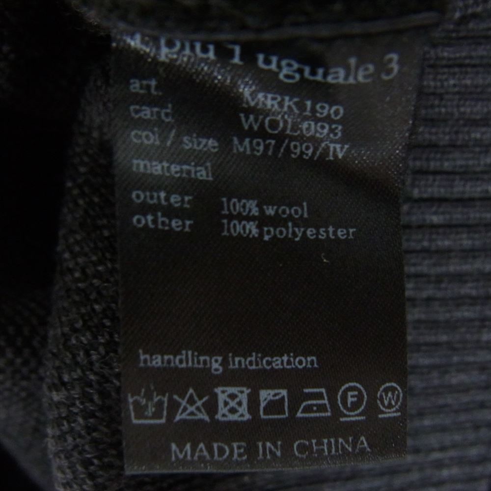 1piu1uguale3 ウノピュウノウグァーレトレ 19AW MRK190 CASH WOOL サイドロゴ カモフラ クルーネック ニット ブラック系 IV【中古】