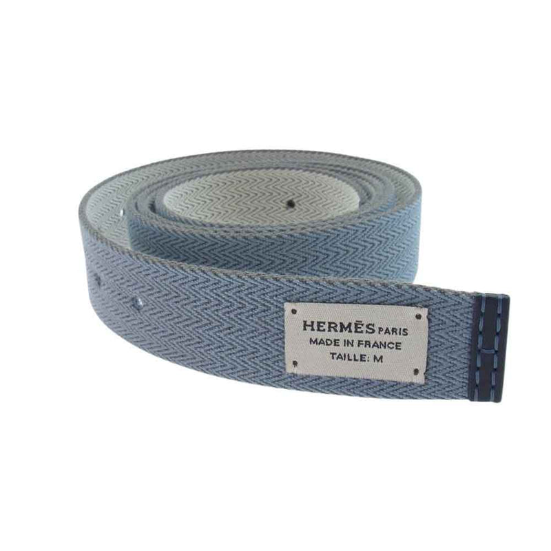 HERMES エルメス BELTS SANGLE KIT サングル キット ベルト グレー系 ライトブルー系 TAILLE：M【中古】