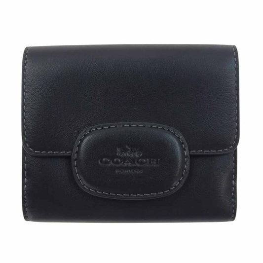 COACH コーチ エライザ スモール ウォレット 三つ折り コンパクト 財布 ブラック系【中古】