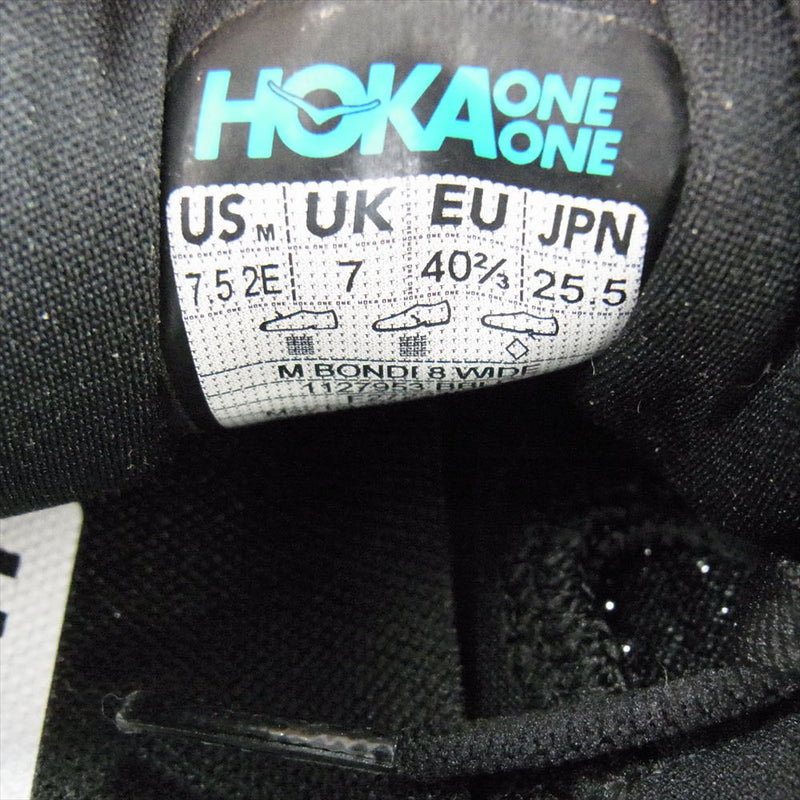 HOKA ONE ONE ホカ オネオネ 1127953 BONDI 8 WIDE ボンダイ ワイド スニーカー ブラック系 25.5cm【美品】【中古】