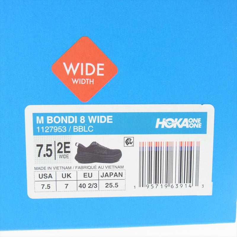 HOKA ONE ONE ホカ オネオネ 1127953 BONDI 8 WIDE ボンダイ ワイド スニーカー ブラック系 25.5cm【美品】【中古】