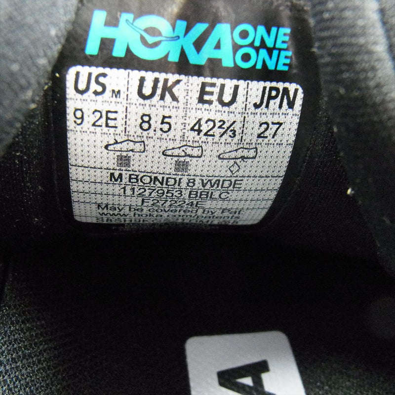 HOKA ONE ONE ホカ オネオネ 1127953 BONDI 8 WIDE ボンダイ ワイド スニーカー ブラック系 27cm【極上美品】【中古】