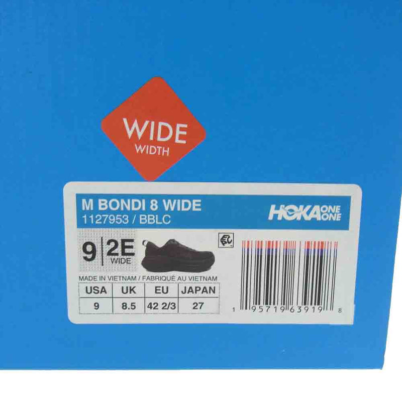 HOKA ONE ONE ホカ オネオネ 1127953 BONDI 8 WIDE ボンダイ ワイド スニーカー ブラック系 27cm【極上美品】【中古】