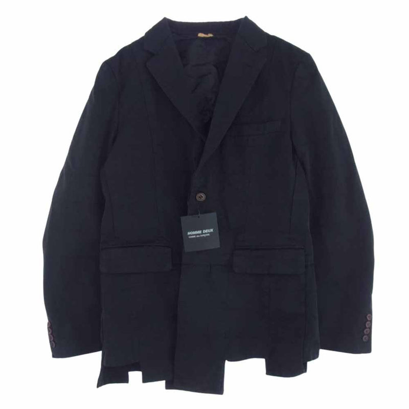 COMME des GARCONS HOMME DEUX コムデギャルソンオムドゥ 24AW DM-J045 ポリ縮絨 チェック 2B テーラード ジャケット ブラック系 M【極上美品】【中古】