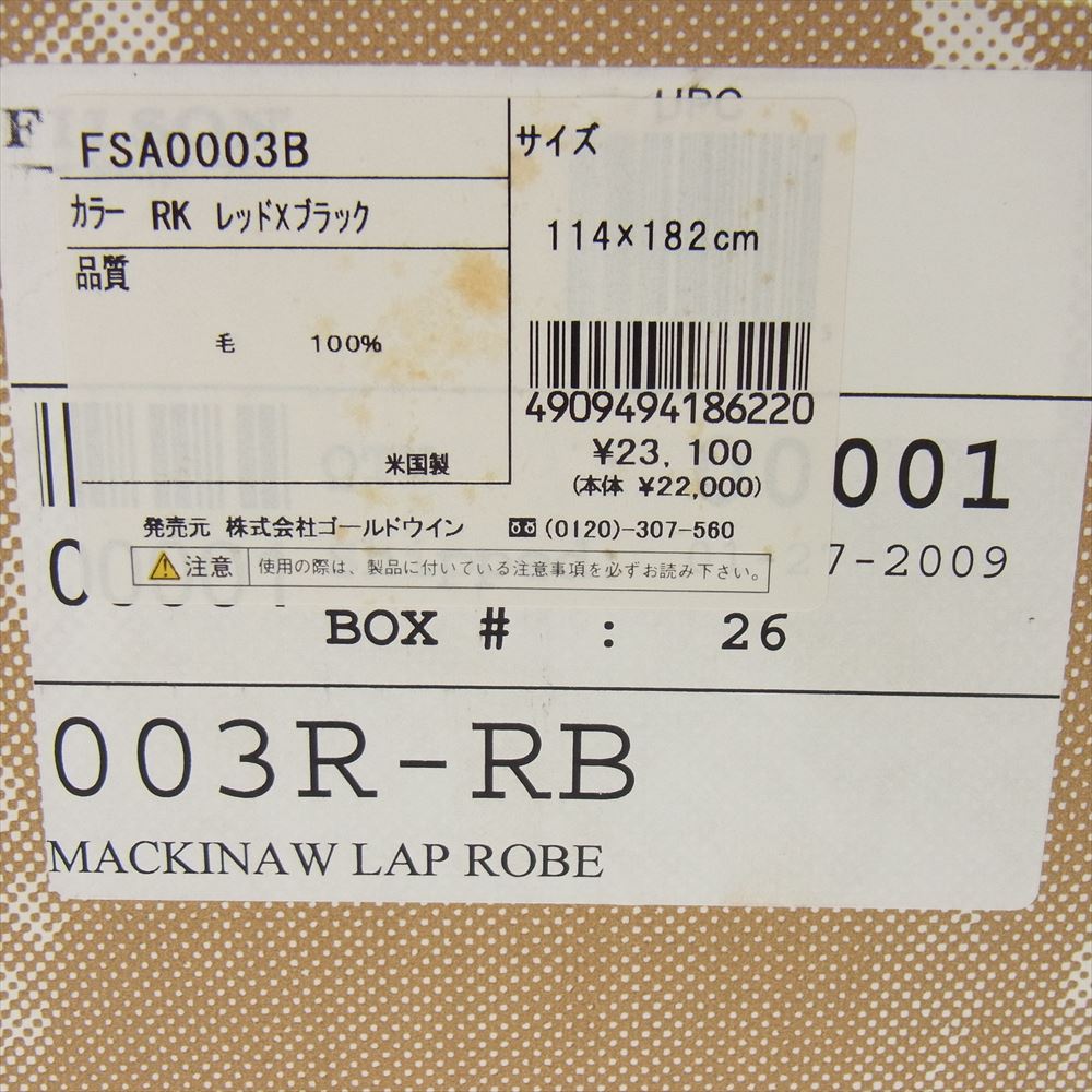 FILSON フィルソン FSA0003B MACKINAW LAP ROBE マッキノー ラップ ローブ ブランケット レッド系 ブラック系【極上美品】【中古】