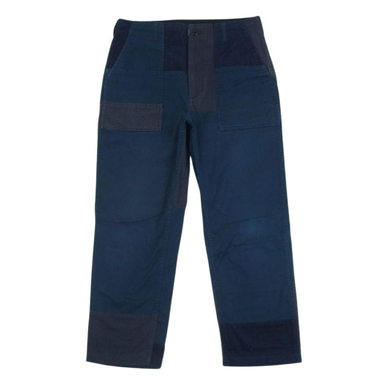 Engineered Garments エンジニアードガーメンツ EF303 Fatigue Pant 6.5oz Flat Twill 切替 パッチワーク コーデュロイ リップストップ ファティーグ パンツ ダークネイビー系 XS【中古】