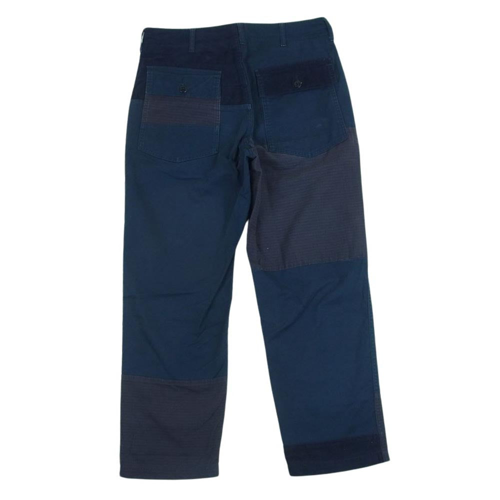 Engineered Garments エンジニアードガーメンツ EF303 Fatigue Pant 6.5oz Flat Twill 切替 パッチワーク コーデュロイ リップストップ ファティーグ パンツ ダークネイビー系 XS【中古】