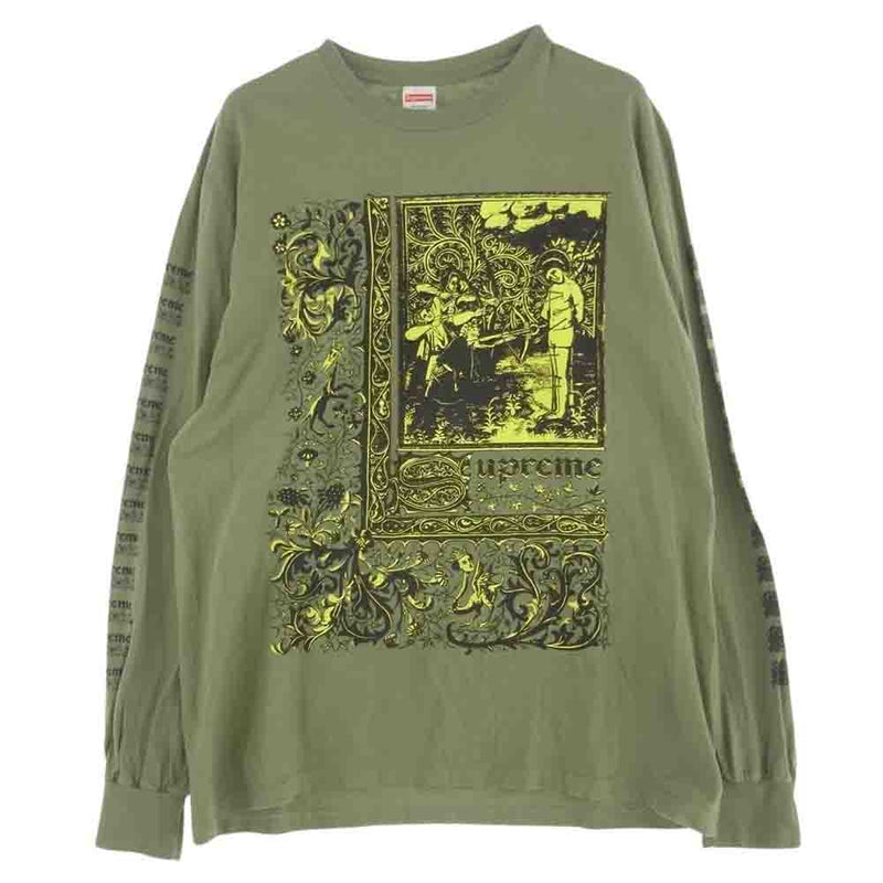 Supreme シュプリーム  24SS  Saint Sebastian L/S Tee セント セバスチャン ロングスリーブ Tシャツ モスグリーン系 L【中古】