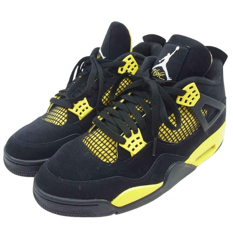 NIKE ナイキ DH6927-017 Air Jordan 4 Retro Thunder 2023 フェイクバスターズ鑑定済 エアジョーダン4 レトロ サンダー ローカット スニーカー ブラック系 イエロー系 28.5cm【中古】