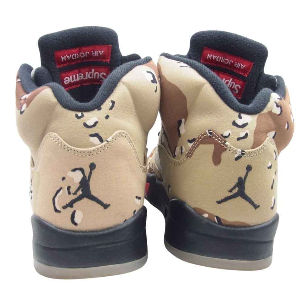 Supreme シュプリーム 824371-201 × NIKE ナイキ Air Jordan 5 フェイクバスターズ鑑定済  エアジョーダン Retro Desert Camo レトロ デザート カモ スニーカー ブラウン系 ブラック系 28.5cm【中古】