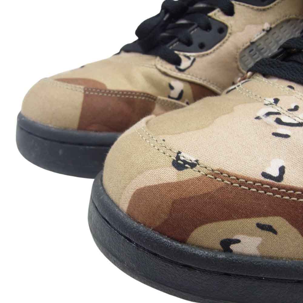 Supreme シュプリーム 824371-201 × NIKE ナイキ Air Jordan 5 フェイクバスターズ鑑定済  エアジョーダン Retro Desert Camo レトロ デザート カモ スニーカー ブラウン系 ブラック系 28.5cm【中古】